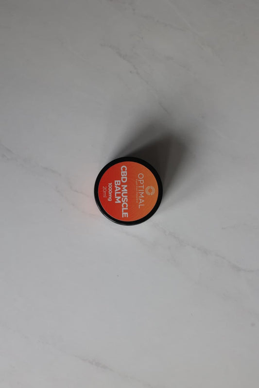 Top view of Optimal CBD Muscle Balm 20ml for recovery and performance
