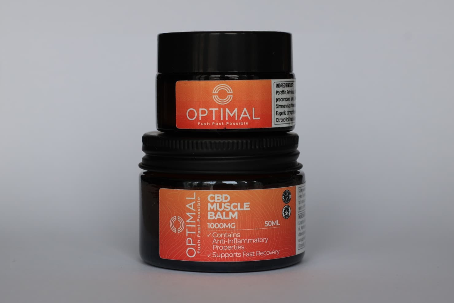 Optimal CBD Muscle Balm 20ml and 50ml for performance and recovery